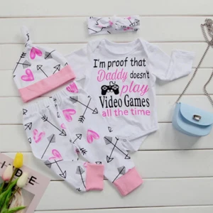 Newborn Infant Baby Boy Girl Clothes Bodysuit Romper Pant Hat Fall Winter Outfit - Picture 1 of 11
