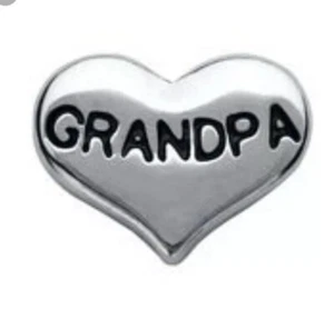 Authentic Origami Owl Silver “Grandpa” Heart Charm - New - Picture 1 of 1