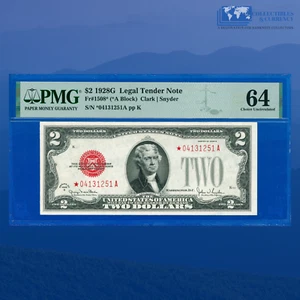 Fr.1508* 1928G $2 Two Dollars Legal Tender *Star Note*, PMG CU 64 #31251 - Picture 1 of 3