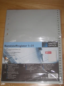 Register zum Abheften in A4-Ordnern und Ringbüchern - Kunststoff - grau 1 - 31 - Bild 1 von 1