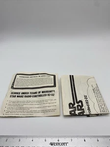 Vintage Kenner Star Wars Remote Control R2-D2 Warranty Insert/Manual Original - Picture 1 of 4