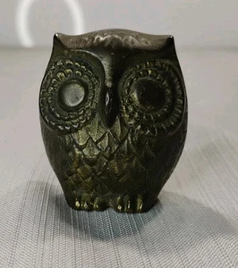 Vintage MCM Solid Brass Owl Bird Figurine Tabletop Statue Ornate Decor 2-1/4"x2" - Bild 1 von 8