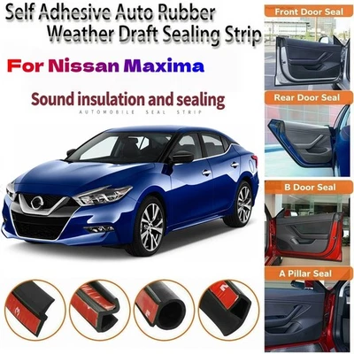 Tiras de sellado de goma para puerta kit de reducción de ruido de viento corriente de clima para Nissan Máxima Foto 1 de 4