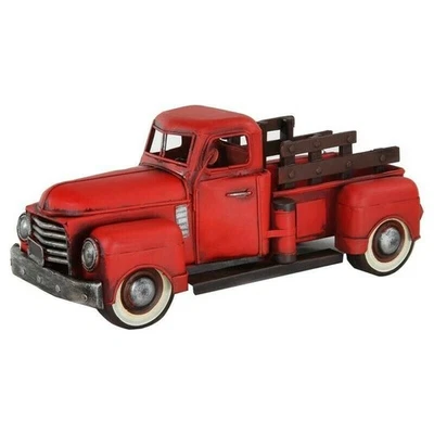 1950 Metallo Rosso Vecchio Camion Statuetta Vintage Veicolo Modello Scala 1:12 - Immagine 1 di 4
