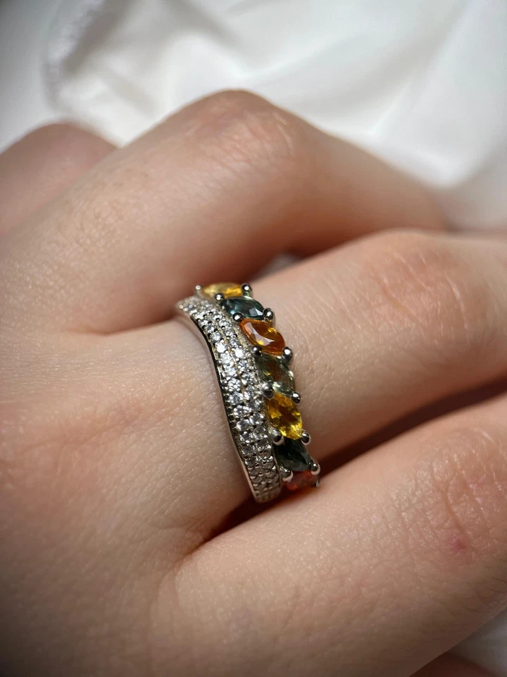 Anello multicolore in argento zaffiro - Immagine 1 di 3