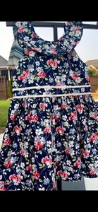 Ralph Lauren Polo Girls Navy Dress With A Floral Motif Sz 2 NWT - Picture 1 of 15