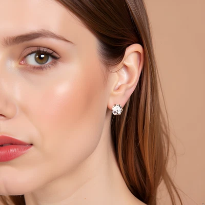 Brinco tocha espinélio ouro amarelo sólido 14K, poste único empurrar para trás - Imagem 1 de 4