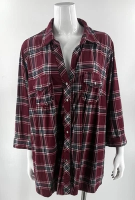 Market Spruce Top Womens Plus Size 3X Red Plaid Button Up Collared Shirt - Image 1 of 4