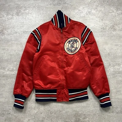 RARE VTG 70s MLB CLEVELAND INDIANS SCOTT AND COMPANY SATIN JACKET RED SIZE M - Image 1 of 4