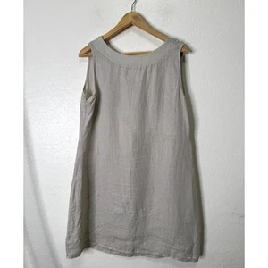 BELLAMBRA Italy Beige 100% Leinen Kleid Häkel Rücken Etuikleid Größe M - Bild 1 von 7