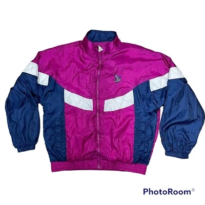 Wilson Windbreaker Womens Large Track Jacket Pink Colorblock Full Zip Vintage - Image 1 of 4