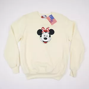 Vtg 80s 90s Minnie Mouse Disney Sweatshirt Creamy Ivory NOS Deadstock RARE NWT S - Picture 1 of 6