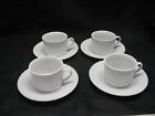 Tienshan Porcelain White Wicker Tea Cup and Saucers Set of 4