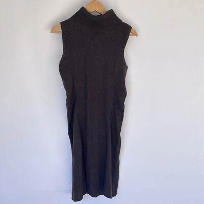 Calvin Klein Womens Knit Jumpsuit Dress Size S Brown Sleeveless Turtleneck - Image 1 of 4
