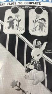 Vintage Needlework Craft Kit BUCILLA Mid Century Look Set 2 Baby Bibs Stamped - Picture 1 of 10