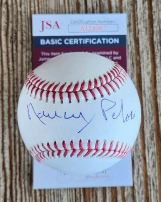 Béisbol OMLB firmado por Nancy Pelosi con certificado de autenticidad JSA #AI24067 Fmr Presidente de la Cámara Foto 1 de 2