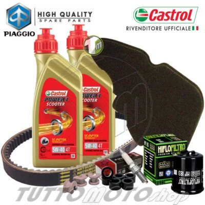 CASTROL - HIFLO - BANDO - MITSUBOSHI - CHAMPION Tagliando PIAGGIO Liberty 200 2005 2006 2007 2008 Kit Olio Castrol 5W40 Completo