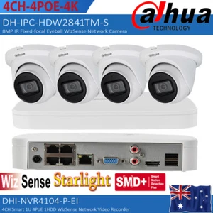 Dahua 4CH 4POE Security System Kit NVR4104HS-P-EI Wizsense 8MP IPC-HDW2841TM-S - Picture 1 of 30