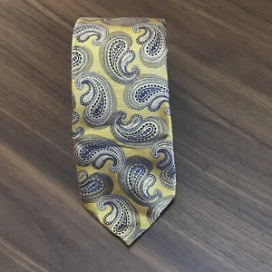 CANALI 1934 Current Gold Paisley Ribbed Silk Tie Made In Italy - Picture 1 of 8