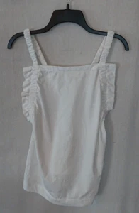 Women's Free Assembly White Shirred Criss Cross Back Flounce Top Size Large - Picture 1 of 6