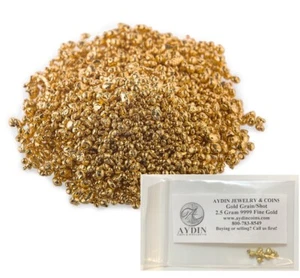 2.5 gram Refined Pure 24K Gold .9999+ Fine Gold Grain Shot Casting - IN STOCK - Picture 1 of 3