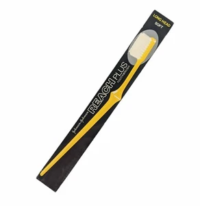 Vintage 80 Reach Plus Toothbrush Yellow Long Head Soft Bristles Movie Prop Retro - Picture 1 of 3
