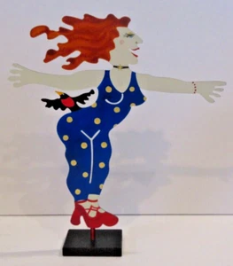 VINTAGE 1998 Judie Bomberger “Veronica” Hand Painted Metal Sculpture - SIGNED - Picture 1 of 6