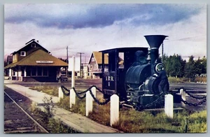 Postcard Fairbanks Alaska c1960s Railroad Station Locomotive Engine - Picture 1 of 2