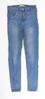 Molly Womens Blue Cotton Straight Jeans Size L L28 in Regular Button