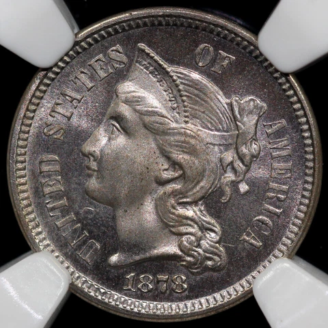 1878 3cn Proof Three Cent Nickel NGC and CAC PF 65 CAMEO Cover