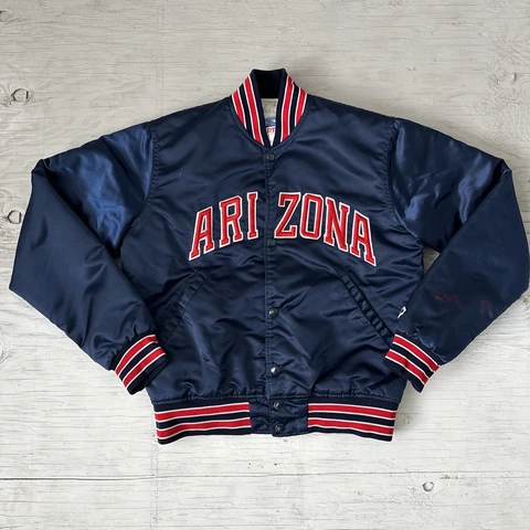 Vintage 80s NCAA University Of Arizona Wildcats Starter Satin Jacket Sz Small Cover