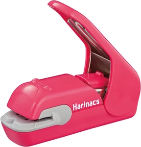 Kokuyo Stapleless Stapler, Red Pink Harinacs Press, Holeless for 5 Sheets Bindin - Picture 1 of 12