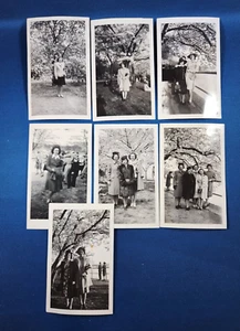 1943 Cherry Blossoms Women Coats Hats Washington DC Black White Photos - Picture 1 of 4