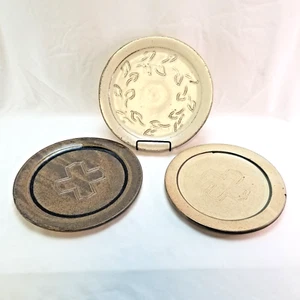 Rob Grimes Lot Of 3 Stoneware Plates Praise God Series Natural Color Glaze 9" - Picture 1 of 24