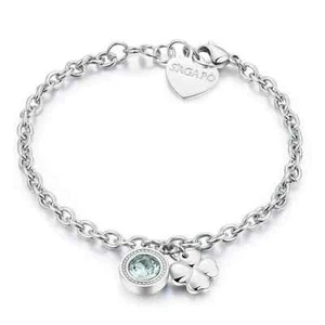 S'agapo Bracciale Donna Quadrifoglio e cristallo Sagapo SKT12 Acciaio Sagapò - Foto 1 di 2