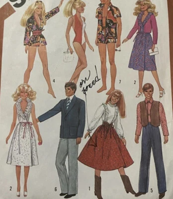 Simplicity 5807 Pattern Barbie Doll Ken Wardrobe Beach Swimsuit Square Dance Set - Image 1 of 4
