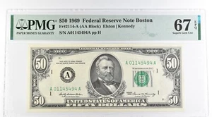 1969 $50 Boston MA US FRN Fr#2114-A 67 Superb Gem Unc EPQ PMG *8490 - Picture 1 of 3