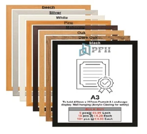 Photo Frame Picture Frame A3 Wood Frames Acrylic Glass Pack of ( 1 2 5 or 10 ) - Picture 1 of 9