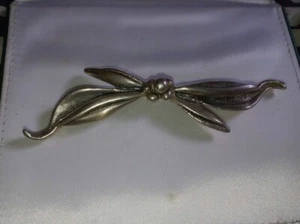 Antique 960 Argentium silver Art Deco Textured Leaf Pin Brooch 20g free shipping - Picture 1 of 6
