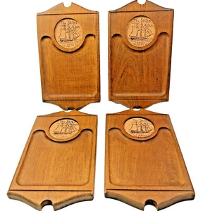 Vintage Ships Inn 1802 Coasters Cheese Charcuterie Boards Woodcrest Styson Set 4 - Picture 1 of 9