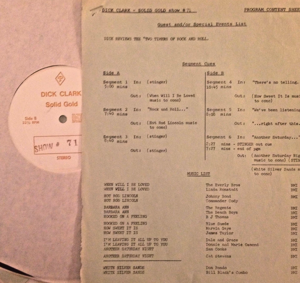 RADIO SHOW: DICK CLARK GOLD 71 TWIN SPINS! BEACH BOYS, EVERLY BROS, BLUE SUEDE Foto 1 de 1