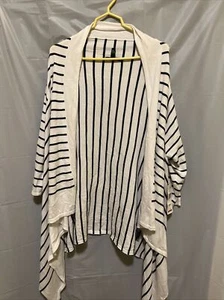 Ralph Lauren White Stripe Drape Soft Knit Cardigan Top One Size NWT Green Label - Picture 1 of 7