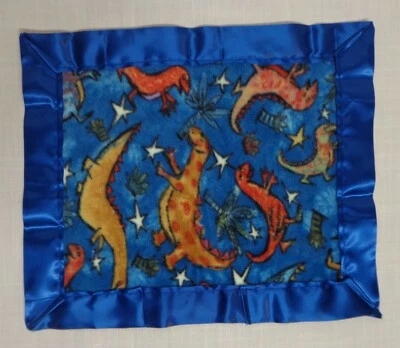 Handmade Mini Fleece Baby Security Blanket / Dinosaur / Satin Edge  14 X 17 - Изображение 1 из 2
