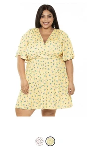 NWT Alexia Admor Oaklee Flutter Sleeve Fit & Flare Yellow Ditzy Floral Dress 3X - Picture 1 of 7