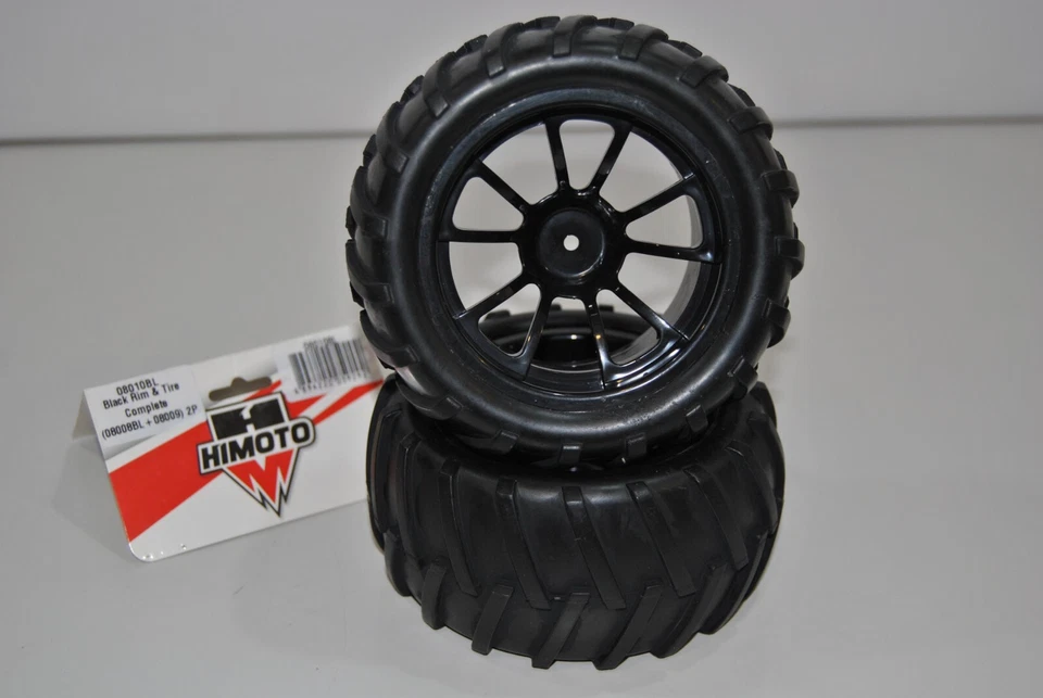 08010BL Coppia Ruote Complete Black Off-Road 1/10 Himoto Esagono Interno 12mm - Immagine 1 di 1