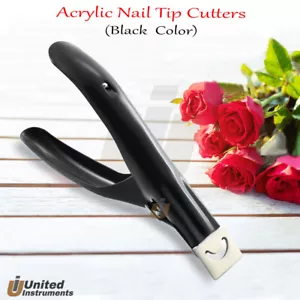 Cortador de puntas de acrílico de manicura negro cortador de uñas falsas borde en U tijeras salón - Imagen 1 de 1