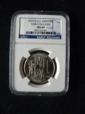 2011-D U.S. ARMY COMMEMORATIVE HALF DOLLAR - EARLY RELEASE - NGC MS69 - Image 1 of 2