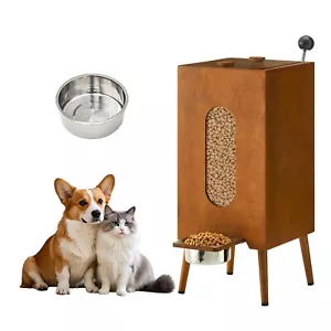 10L Pet Feeder Stainless Bowl Dog Cat Food Dispenser Wooden Furniture - Picture 1 of 11