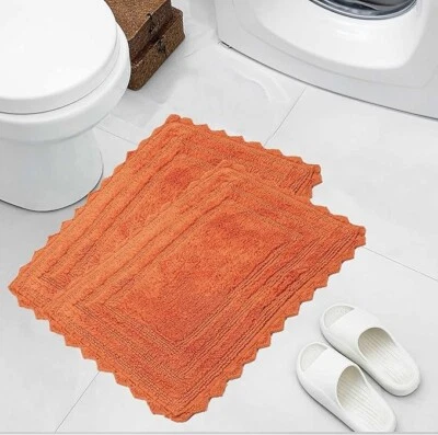Royal Blaze 2x Bath Mat Crochet Reversible Plush Rug, Rec Small 18"x26"+ 18"x26" - Image 1 of 4