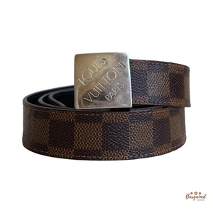 Authentic Louis Vuitton Damier Azur Canvas Leather Reversible Silver Buckle 36 - Picture 1 of 13